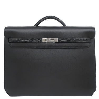 エルメス HERMES ケリーデペッシュ 36 タッチ ブラック ポロサス エバーグレイン ブリーフケース シルバー金具 ビジネスバッグ