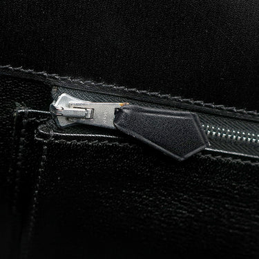エルメス HERMES ドラッグ 37 ブラック ボックスカーフ ハンドバッグ シルバー金具 黒 ショルダーバッグ
