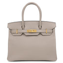 エルメス HERMES バーキン30 グリアスファルト ヴォーエプソン ハンドバッグ ゴールド金具 グレージュ