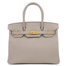 エルメス HERMES バーキン30 グリアスファルト ヴォーエプソン ハンドバッグ ゴールド金具 グレージュ