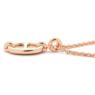 エルメス HERMES ミニマイヨン PM ペンダント ヴェールフィズ GP エナメル ネックレス ローズゴールド金具 PG金具 シェーヌダンクルモチーフ ライトグリーン 新品 未使用
