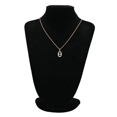 エルメス HERMES ミニマイヨン PM ペンダント ヴェールフィズ GP エナメル ネックレス ローズゴールド金具 PG金具 シェーヌダンクルモチーフ ライトグリーン 新品 未使用
