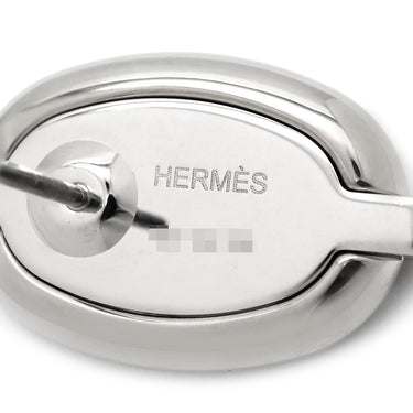 エルメス HERMES ミニマイヨン ニュールージュアッシュ×シルバー メタル エナメル ピアス ボルドー 紫 シェーヌダンクル 新品 未使用