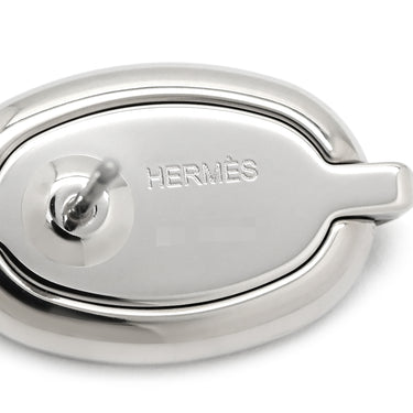 エルメス HERMES ミニマイヨン ニュールージュアッシュ×シルバー メタル エナメル ピアス ボルドー 紫 シェーヌダンクル 新品 未使用