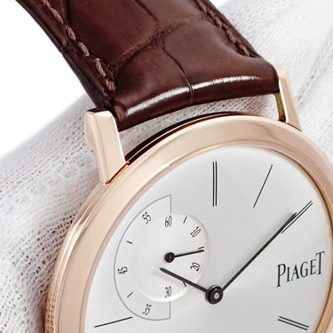 腕時計 ピアジェ PIAGET アルティプラノ G0A34113 手巻き メンズ K18PG無垢 シルバー 薄型 スモールセコンド シースルーバック