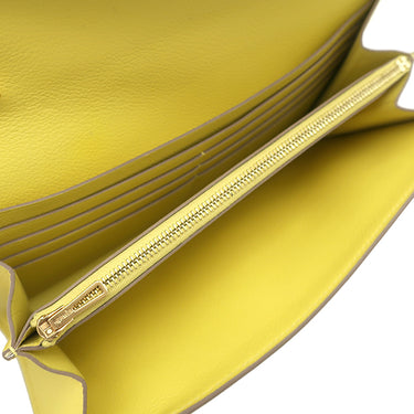 エルメス HERMES コンスタンス ロング トゥー ゴー ライム エバーカラー 長財布 ゴールド金具 黄色 二つ折り財布