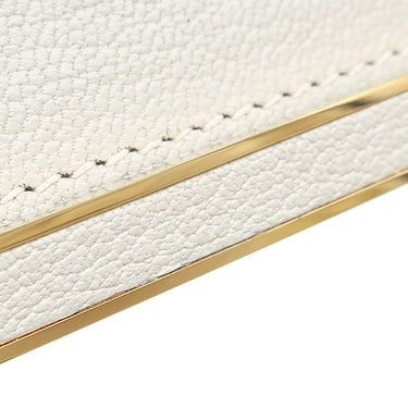 エルメス HERMES ゲタ マッシュルーム シェーブル ショルダーバッグ ゴールド金具 白 オフホワイト H金具