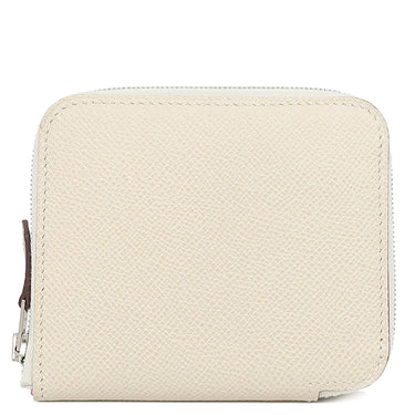 エルメス HERMES アザップ シルクイン コンパクト クレ ヴォーエプソン コインケース シルバー金具 オフホワイト ピンク