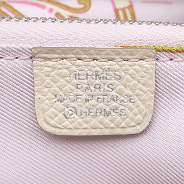 エルメス HERMES アザップ シルクイン コンパクト クレ ヴォーエプソン コインケース シルバー金具 オフホワイト ピンク