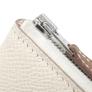エルメス HERMES アザップ シルクイン コンパクト クレ ヴォーエプソン コインケース シルバー金具 オフホワイト ピンク