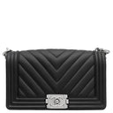 シャネル CHANEL ボーイシャネル 25 A67086 ブラック ラムスキン ショルダーバッグ シルバー金具 黒 チェーンバッグ