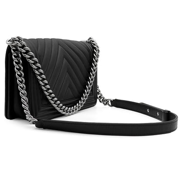 シャネル CHANEL ボーイシャネル 25 A67086 ブラック ラムスキン ショルダーバッグ シルバー金具 黒 チェーンバッグ