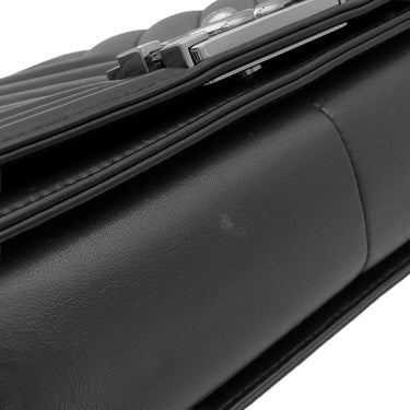 シャネル CHANEL ボーイシャネル 25 A67086 ブラック ラムスキン ショルダーバッグ シルバー金具 黒 チェーンバッグ