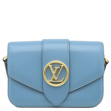 ルイヴィトン LOUIS VUITTON LV PONT9 LVポンヌフ M55947 ブルー カーフ ショルダーバッグ ゴールド金具 青 赤 バイカラー LVサークル ショルダー