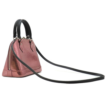 ルイヴィトン LOUIS VUITTON アルマ BB M90485 ピンク×ブラック モノグラムヴェルニ 2WAYバッグ シルバー金具 黒 メタリック ハンドバッグ ショルダー
