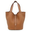 エルメス HERMES ピコタンロック MM 22 ゴールド トリヨンクレマンス ハンドバッグ シルバー金具 茶