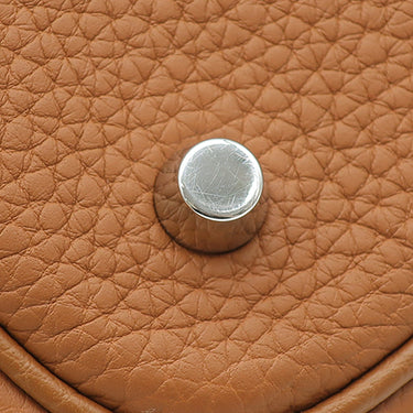 エルメス HERMES ピコタンロック MM 22 ゴールド トリヨンクレマンス ハンドバッグ シルバー金具 茶