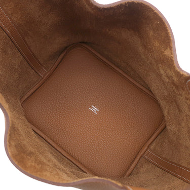 エルメス HERMES ピコタンロック MM 22 ゴールド トリヨンクレマンス ハンドバッグ シルバー金具 茶