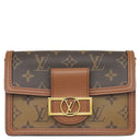 ルイヴィトン LOUIS VUITTON ポルトフォイユ ドーフィーヌ M68746 ブラウン×ベージュ モノグラムキャンバス レザー モノグラムリバースキャンバス 2WAYバッグ ゴールド金具 チェーンショルダー クラッチ
