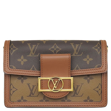 ルイヴィトン LOUIS VUITTON ポルトフォイユ ドーフィーヌ M68746 ブラウン×ベージュ モノグラムキャンバス レザー モノグラムリバースキャンバス 2WAYバッグ ゴールド金具 チェーンショルダー クラッチ