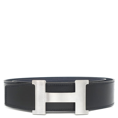 エルメス HERMES コンスタンスH #85 ブラック×ブルーインディゴ ボックスカーフ トゴ #85 ベルト マットシルバー金具 Hバックル リバーシブル