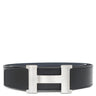 エルメス HERMES コンスタンスH #85 ブラック×ブルーインディゴ ボックスカーフ トゴ #85 ベルト マットシルバー金具 Hバックル リバーシブル