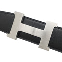 エルメス HERMES コンスタンスH #85 ブラック×ブルーインディゴ ボックスカーフ トゴ #85 ベルト マットシルバー金具 Hバックル リバーシブル
