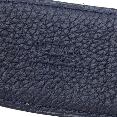 エルメス HERMES コンスタンスH #85 ブラック×ブルーインディゴ ボックスカーフ トゴ #85 ベルト マットシルバー金具 Hバックル リバーシブル