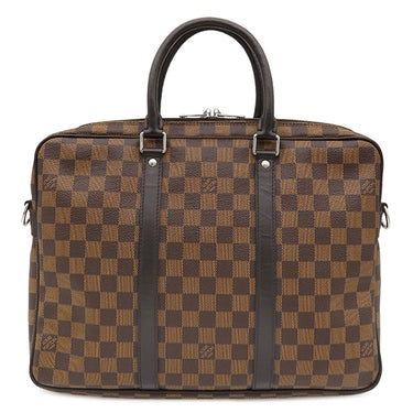 ルイヴィトン LOUIS VUITTON ポルト ドキュマン ヴォワヤージュ N41466 ダミエエベヌ×ブラック ダミエキャンバス ビジネスバッグ シルバー金具 ※付属品欠品