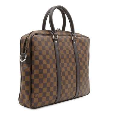 ルイヴィトン LOUIS VUITTON ポルト ドキュマン ヴォワヤージュ N41466 ダミエエベヌ×ブラック ダミエキャンバス ビジネスバッグ シルバー金具 ※付属品欠品