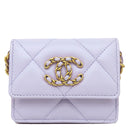 シャネル CHANEL CHANEL19 フラップ コインパース AP1787 ラベンダー ラムスキン チェーンウォレット マットゴールド金具