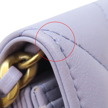 シャネル CHANEL CHANEL19 フラップ コインパース AP1787 ラベンダー ラムスキン チェーンウォレット マットゴールド金具