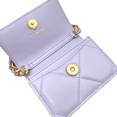 シャネル CHANEL CHANEL19 フラップ コインパース AP1787 ラベンダー ラムスキン チェーンウォレット マットゴールド金具