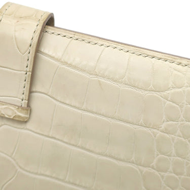 エルメス HERMES ベアンスフレ ベトン アリゲーターマット 長財布 シルバー金具 オフホワイト 二つ折り財布 クロコ