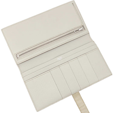 エルメス HERMES ベアンスフレ ベトン アリゲーターマット 長財布 シルバー金具 オフホワイト 二つ折り財布 クロコ
