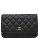 シャネル CHANEL マトラッセ チェーンショルダー A33814 ブラック キャビアスキン チェーンウォレット ゴールド金具 黒