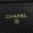シャネル CHANEL マトラッセ チェーンショルダー A33814 ブラック キャビアスキン チェーンウォレット ゴールド金具 黒