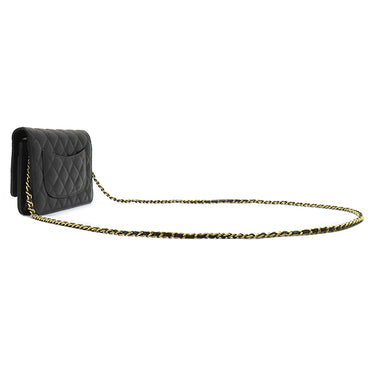 シャネル CHANEL マトラッセ チェーンショルダー A33814 ブラック キャビアスキン チェーンウォレット ゴールド金具 黒