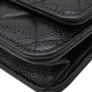 シャネル CHANEL マトラッセ チェーンショルダー A33814 ブラック キャビアスキン チェーンウォレット ゴールド金具 黒
