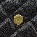 シャネル CHANEL マトラッセ チェーンショルダー A33814 ブラック キャビアスキン チェーンウォレット ゴールド金具 黒