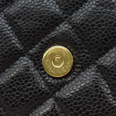 シャネル CHANEL マトラッセ チェーンショルダー A33814 ブラック キャビアスキン チェーンウォレット ゴールド金具 黒