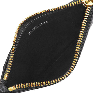 バレンシアガ BALENCIAGA Cash ロング コイン＆カード ホルダー 594214 ブラック レザー コインケース ゴールド金具 黒 ロゴ フラグメントケース