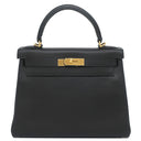 エルメス HERMES ケリー28 内縫い ブラック トゴ 2WAYバッグ ゴールド金具 黒 ハンドバッグ ショルダー