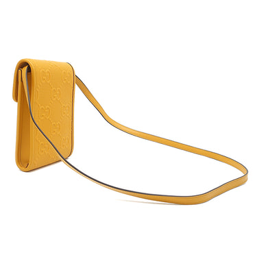 グッチ GUCCI GGエンボス ミニ ショルダーバッグ 625571 イエロー レザー GGエンボスレザー ショルダーバッグ シルバー金具