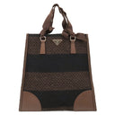 プラダ PRADA トライアングルロゴ ツイード バッグ B11268 MARRONE ツイード レザー ハンドバッグ シルバー金具 茶 黒 ボーダー 三角ロゴ ミニトート