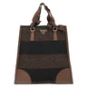 プラダ PRADA トライアングルロゴ ツイード バッグ B11268 MARRONE ツイード レザー ハンドバッグ シルバー金具 茶 黒 ボーダー 三角ロゴ ミニトート