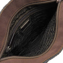プラダ PRADA トライアングルロゴ ツイード バッグ B11268 MARRONE ツイード レザー ハンドバッグ シルバー金具 茶 黒 ボーダー 三角ロゴ ミニトート