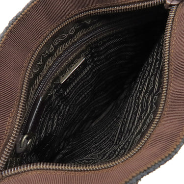 プラダ PRADA トライアングルロゴ ツイード バッグ B11268 MARRONE ツイード レザー ハンドバッグ シルバー金具 茶 黒 ボーダー 三角ロゴ ミニトート