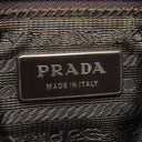 プラダ PRADA トライアングルロゴ ツイード バッグ B11268 MARRONE ツイード レザー ハンドバッグ シルバー金具 茶 黒 ボーダー 三角ロゴ ミニトート