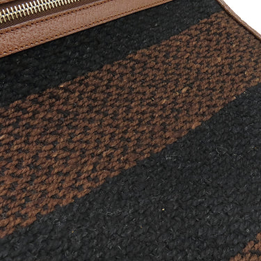 プラダ PRADA トライアングルロゴ ツイード バッグ B11268 MARRONE ツイード レザー ハンドバッグ シルバー金具 茶 黒 ボーダー 三角ロゴ ミニトート